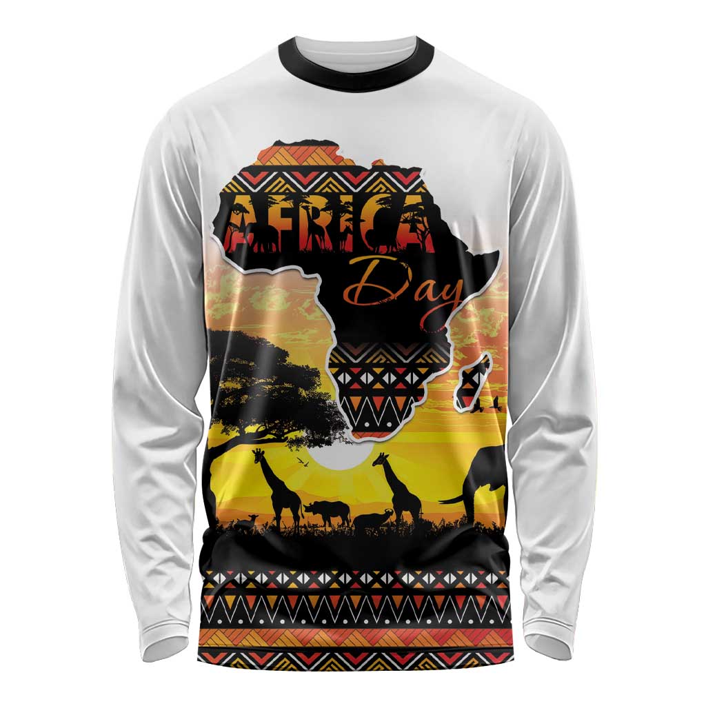 Happy Africa Day Long Sleeve Shirt African Safari With Map