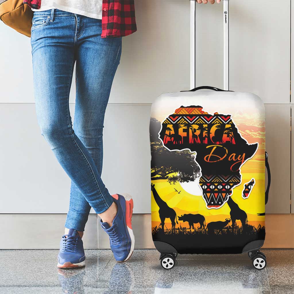 Happy Africa Day Luggage Cover African Safari With Map