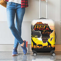 Happy Africa Day Luggage Cover African Safari With Map
