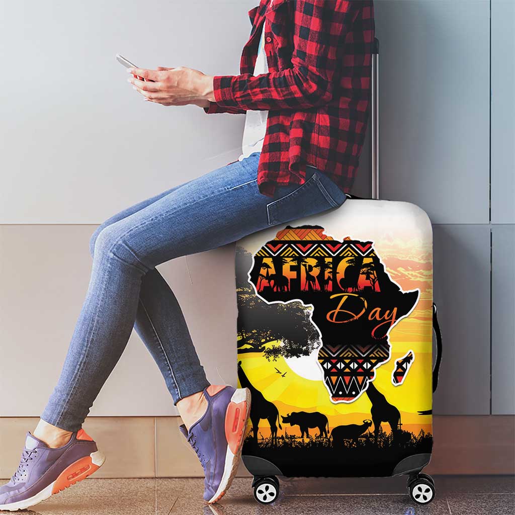 Happy Africa Day Luggage Cover African Safari With Map