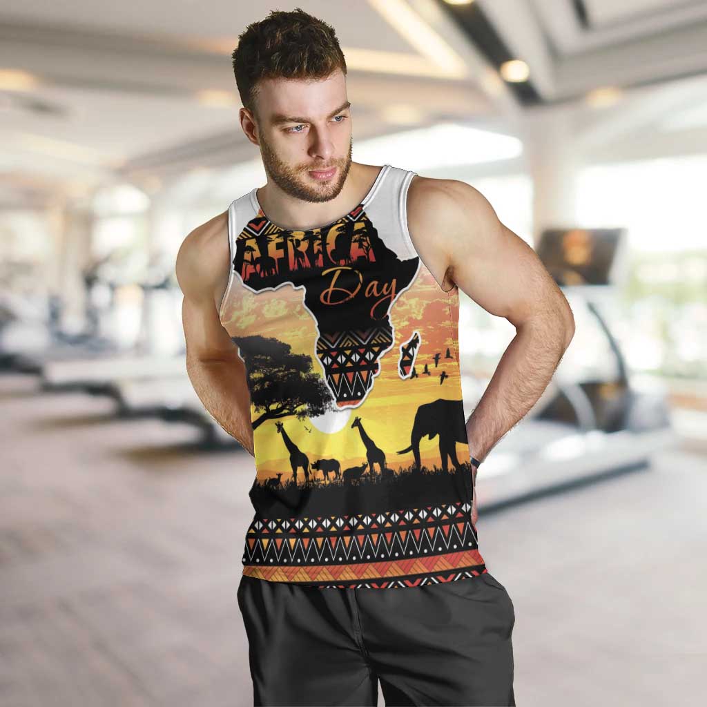 Happy Africa Day Men Tank Top African Safari With Map
