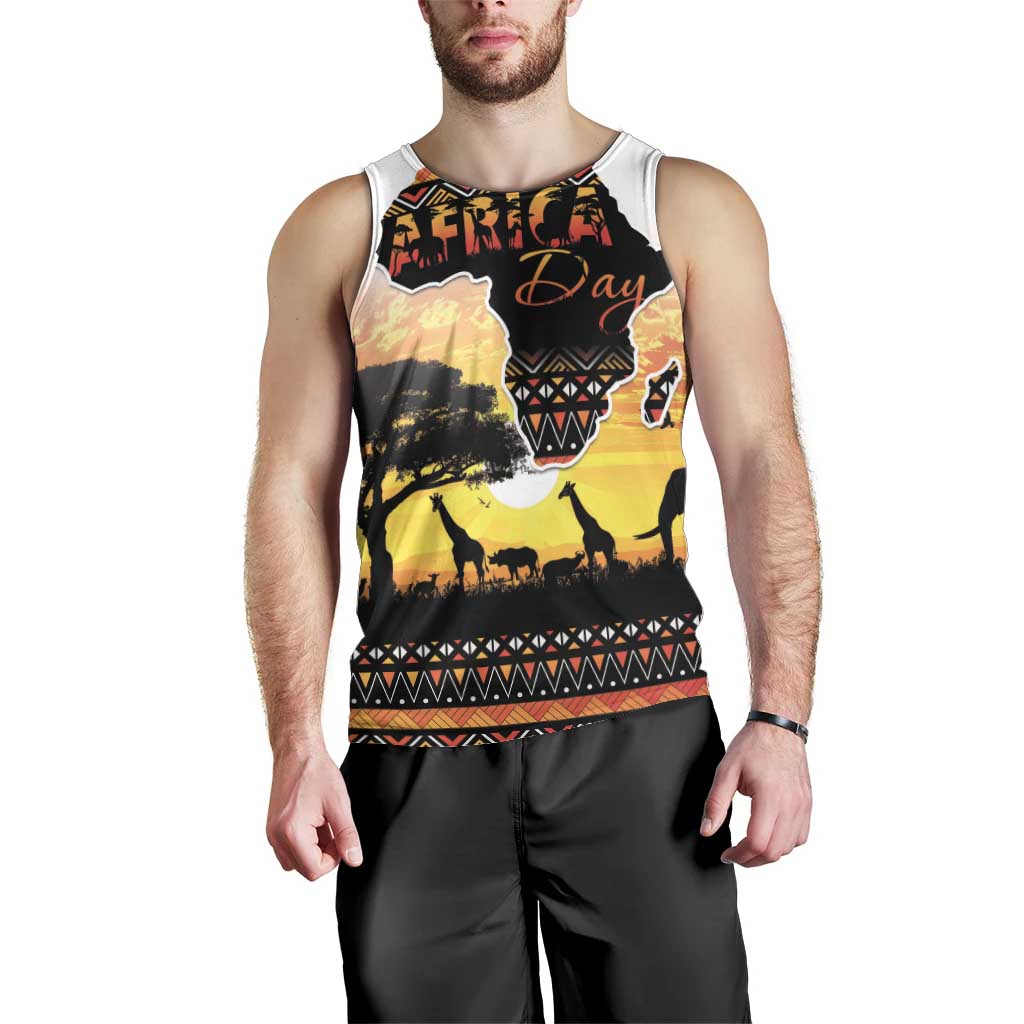 Happy Africa Day Men Tank Top African Safari With Map