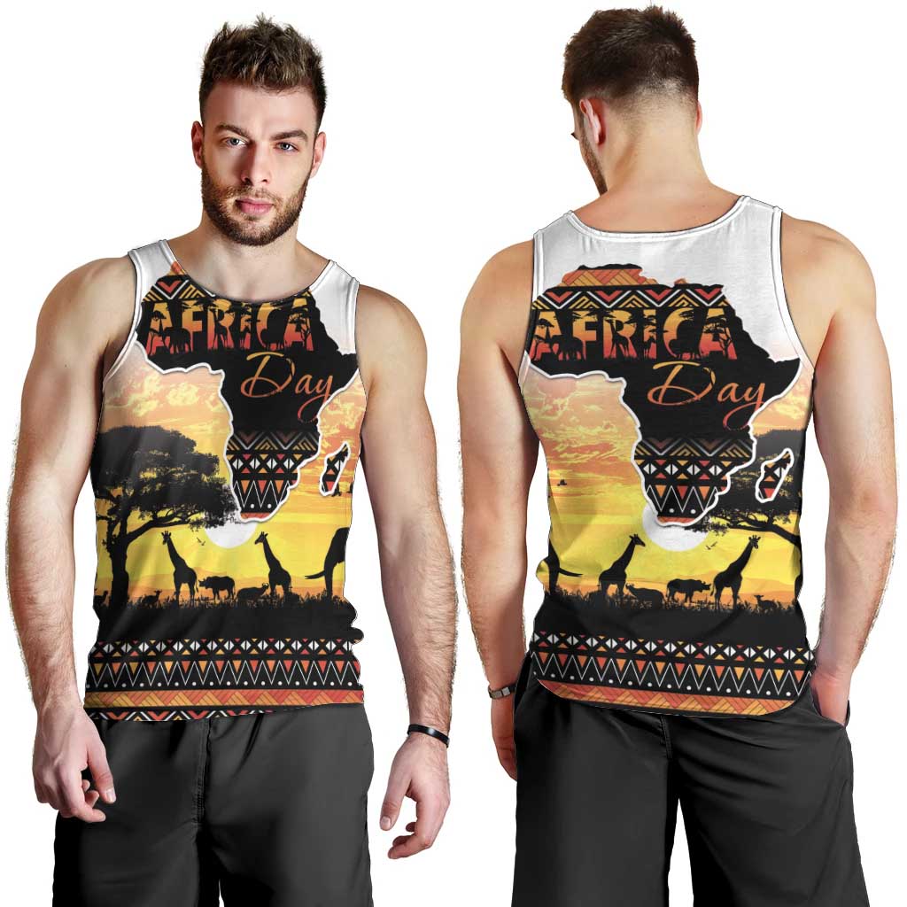 Happy Africa Day Men Tank Top African Safari With Map