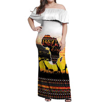 Happy Africa Day Off Shoulder Maxi Dress African Safari With Map