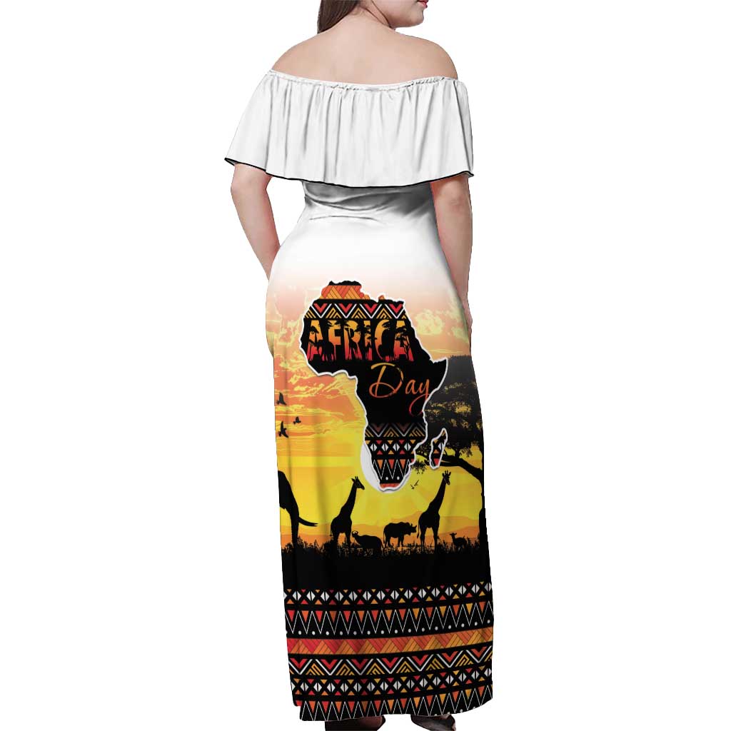 Happy Africa Day Off Shoulder Maxi Dress African Safari With Map