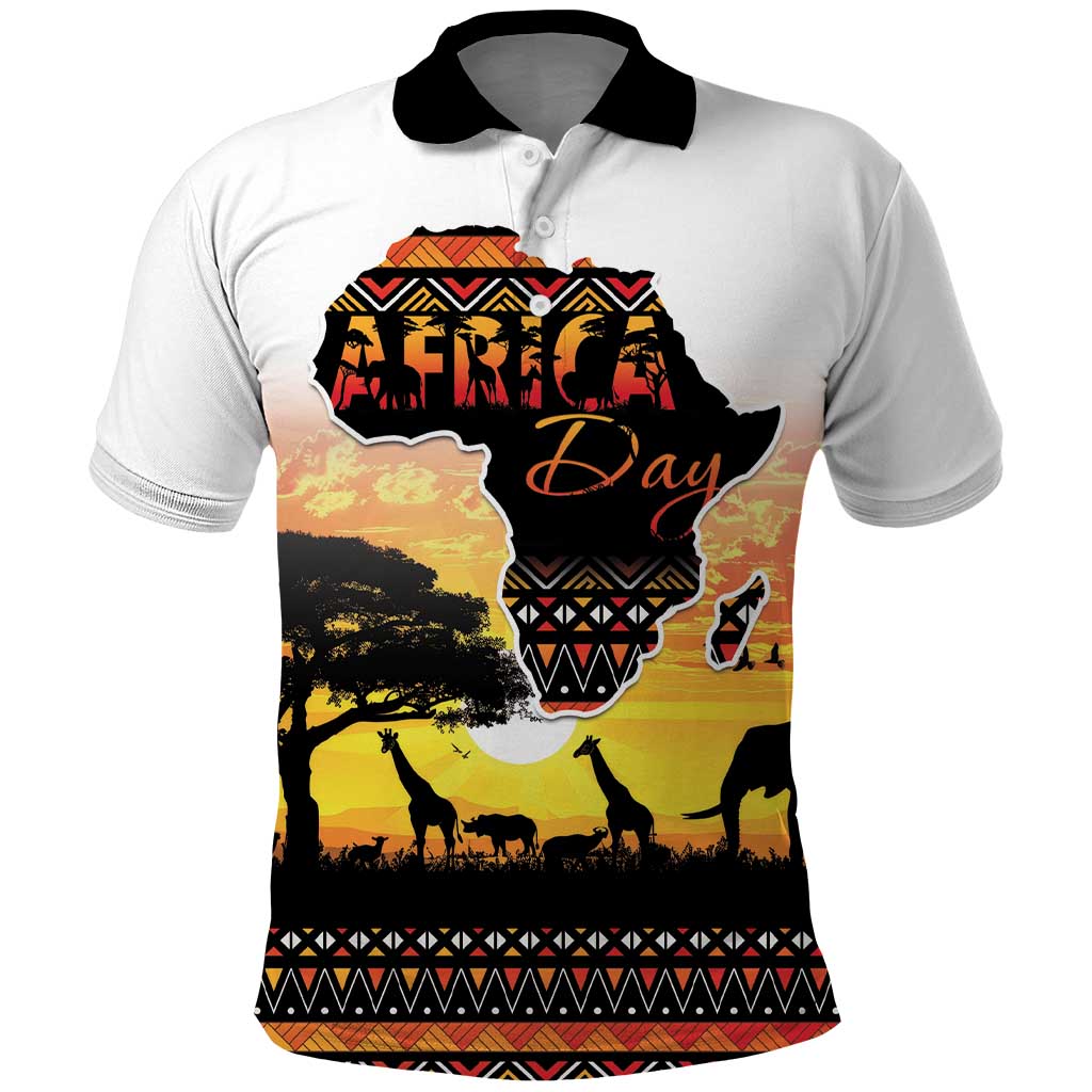 Happy Africa Day Polo Shirt African Safari With Map