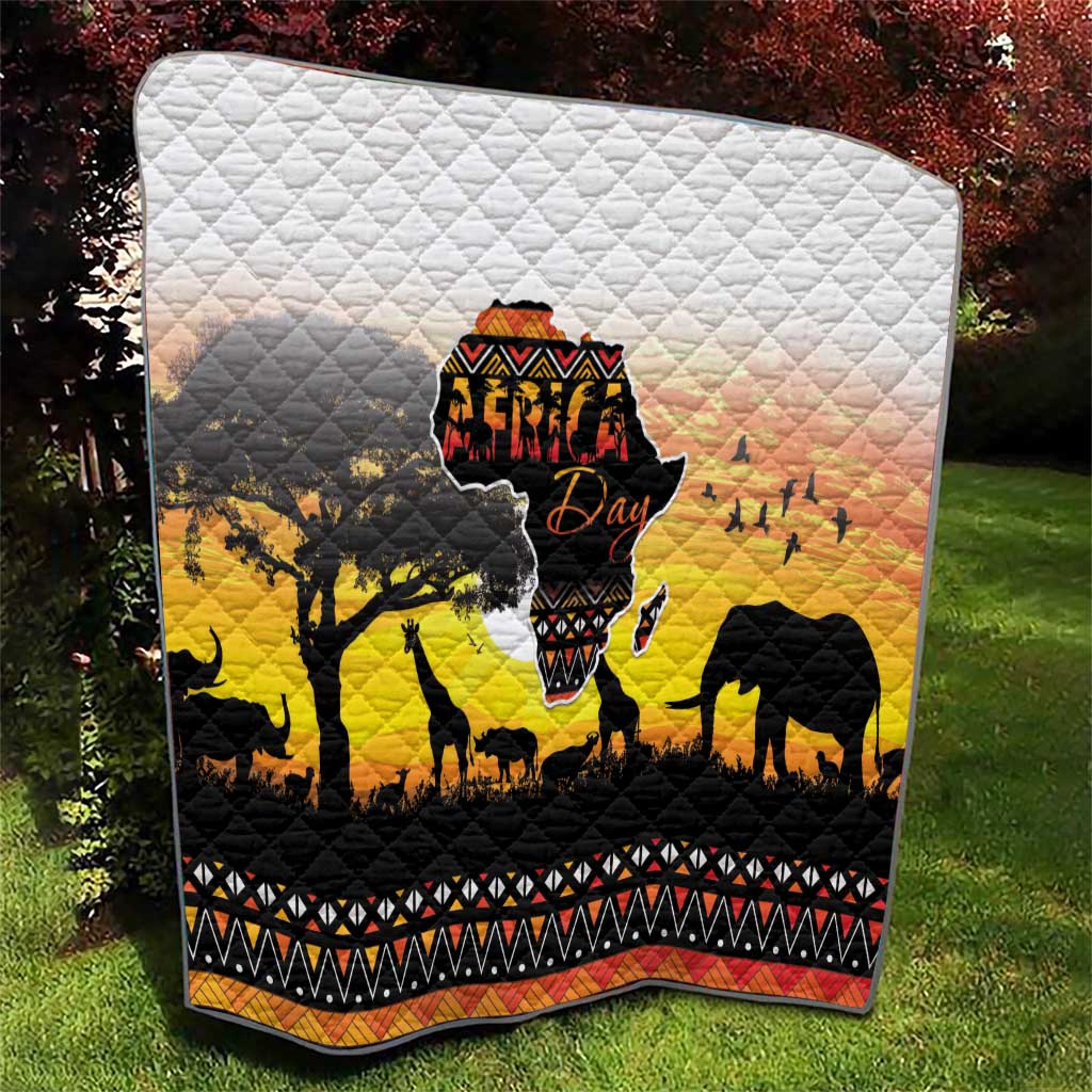 Happy Africa Day Quilt African Safari With Map