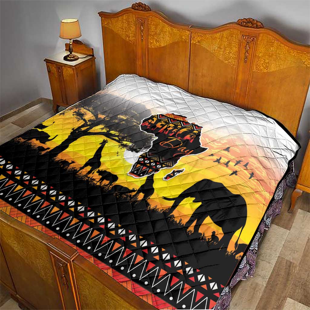 Happy Africa Day Quilt African Safari With Map