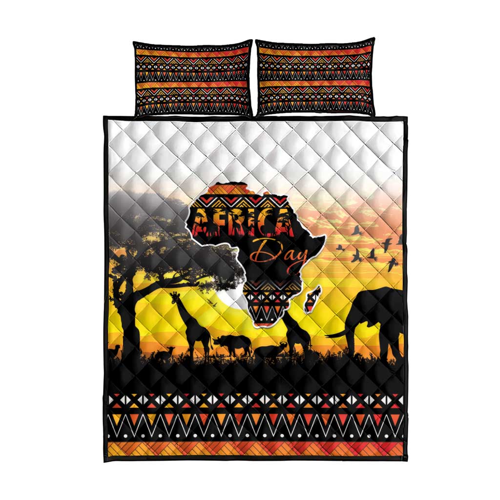 Happy Africa Day Quilt Bed Set African Safari With Map