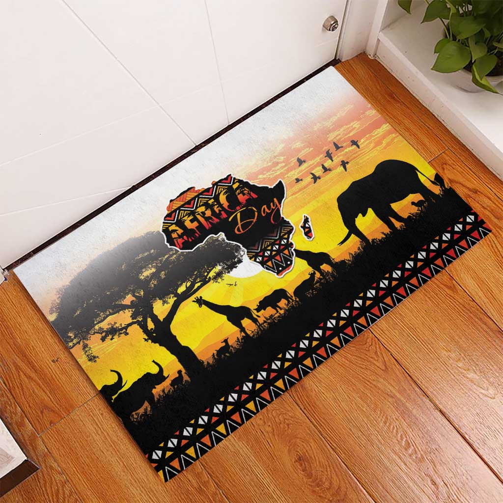 Happy Africa Day Rubber Doormat African Safari With Map