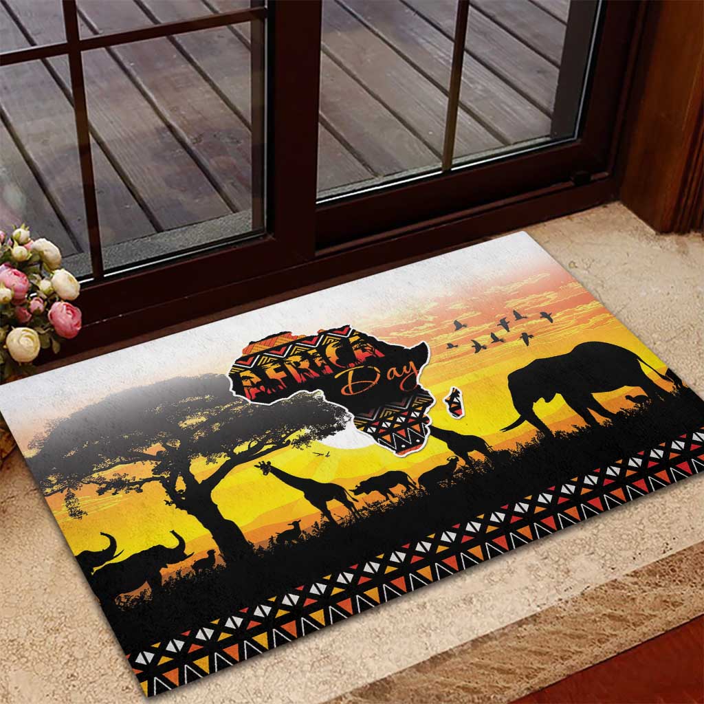 Happy Africa Day Rubber Doormat African Safari With Map