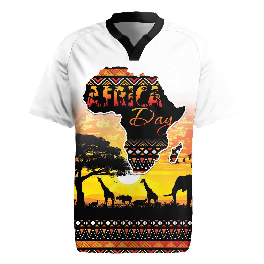 Happy Africa Day Rugby Jersey African Safari With Map