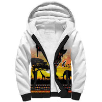 Happy Africa Day Sherpa Hoodie African Safari With Map