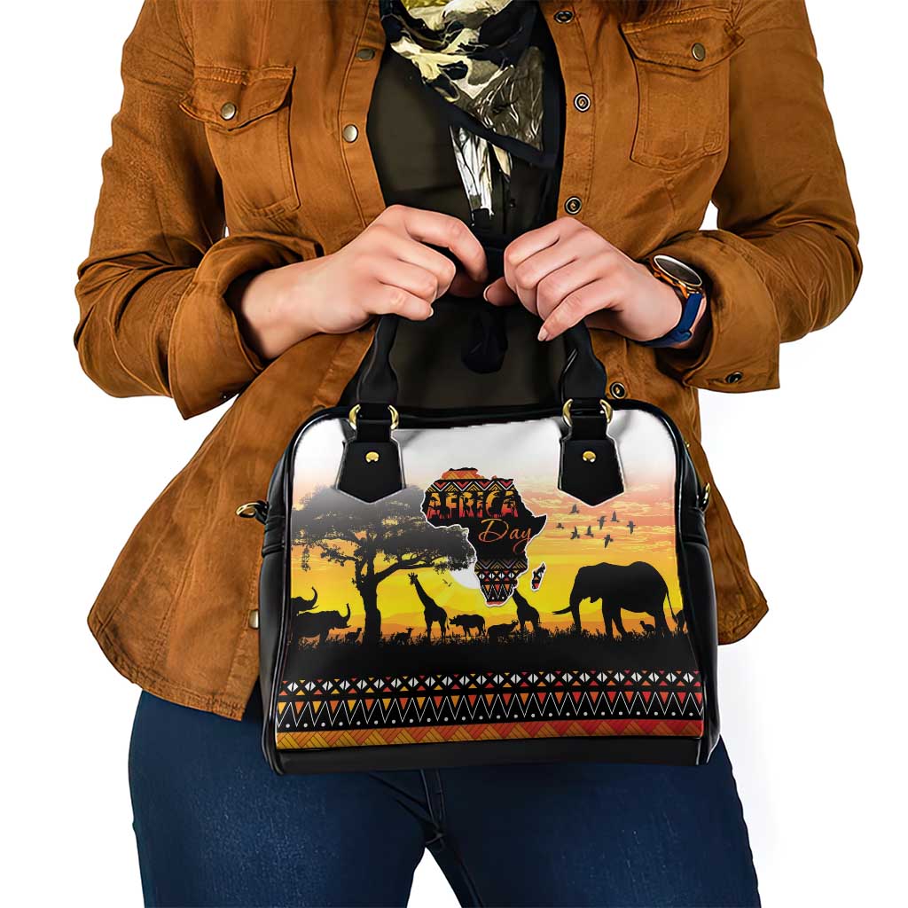 Happy Africa Day Shoulder Handbag African Safari With Map