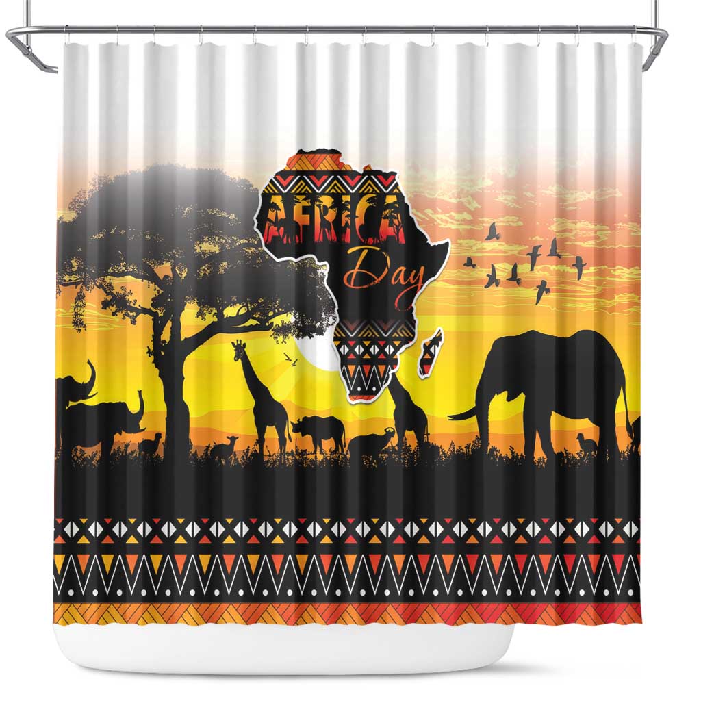 Happy Africa Day Shower Curtain African Safari With Map