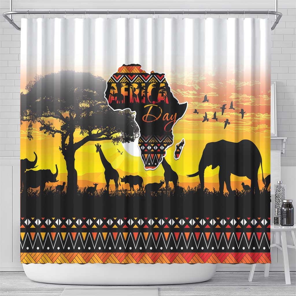 Happy Africa Day Shower Curtain African Safari With Map