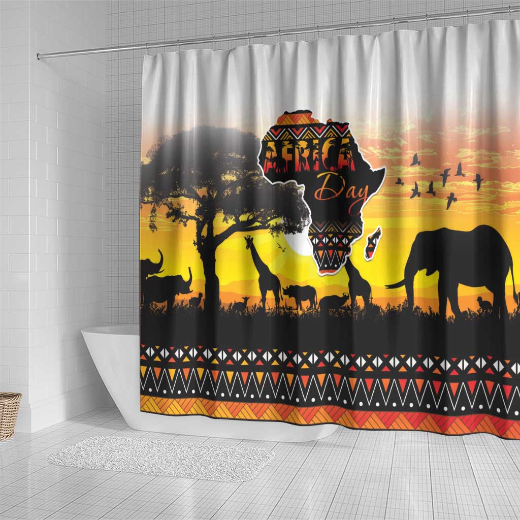 Happy Africa Day Shower Curtain African Safari With Map