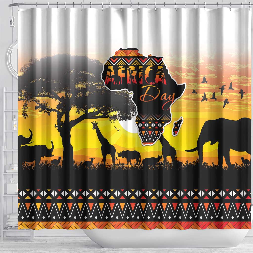 Happy Africa Day Shower Curtain African Safari With Map