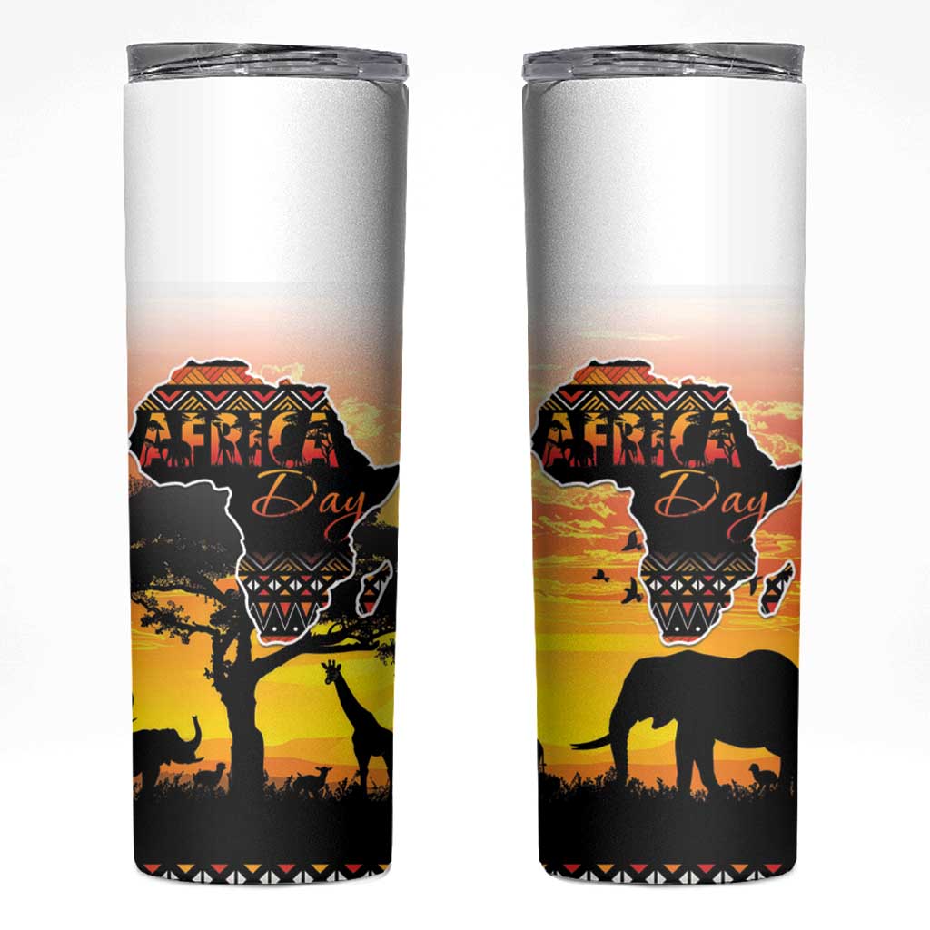 Happy Africa Day Skinny Tumbler African Safari With Map