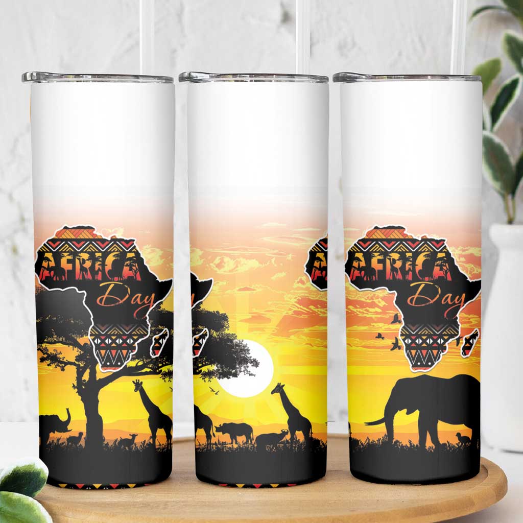 Happy Africa Day Skinny Tumbler African Safari With Map