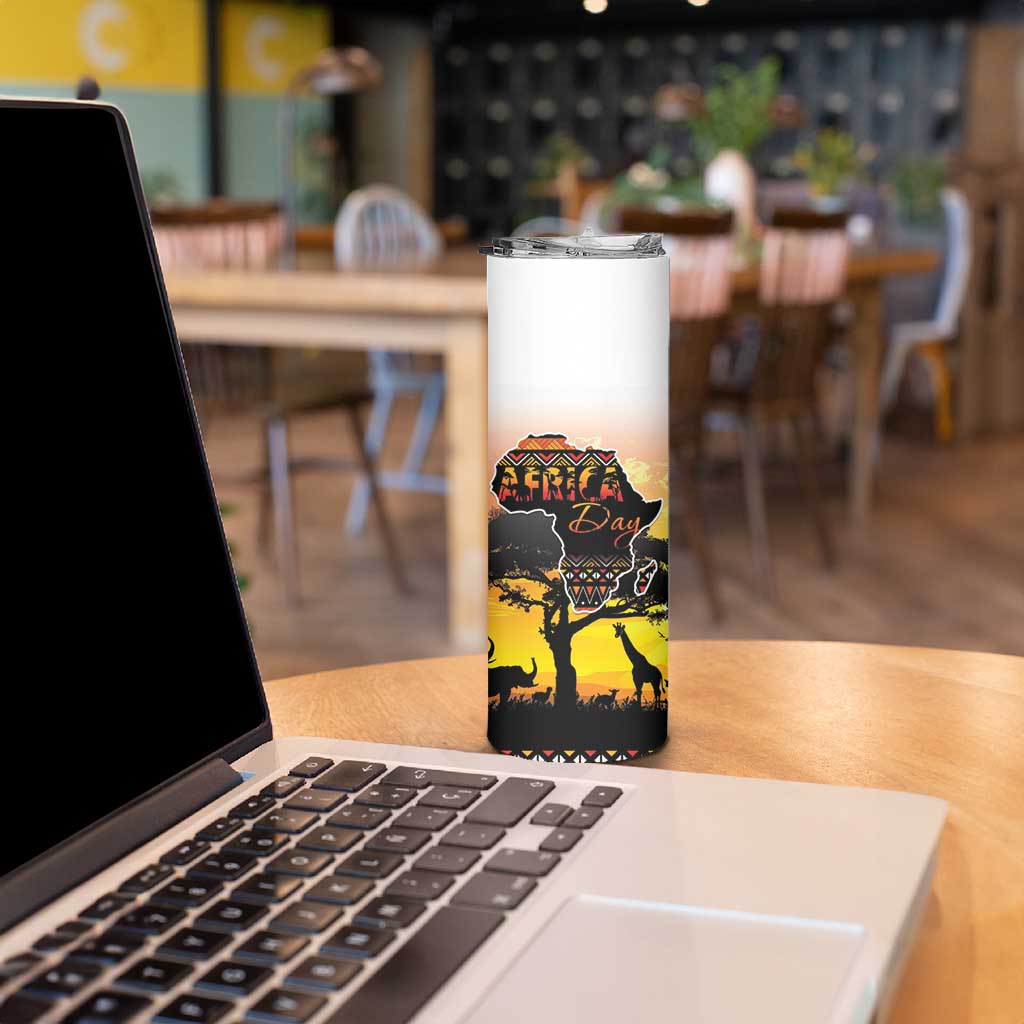 Happy Africa Day Skinny Tumbler African Safari With Map