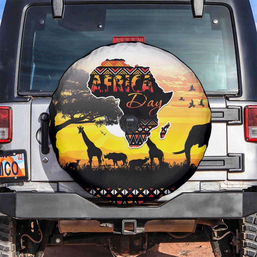 Happy Africa Day Spare Tire Cover African Safari With Map