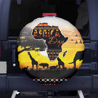 Happy Africa Day Spare Tire Cover African Safari With Map
