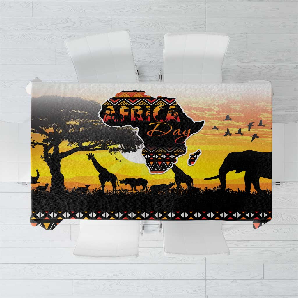 Happy Africa Day Tablecloth African Safari With Map