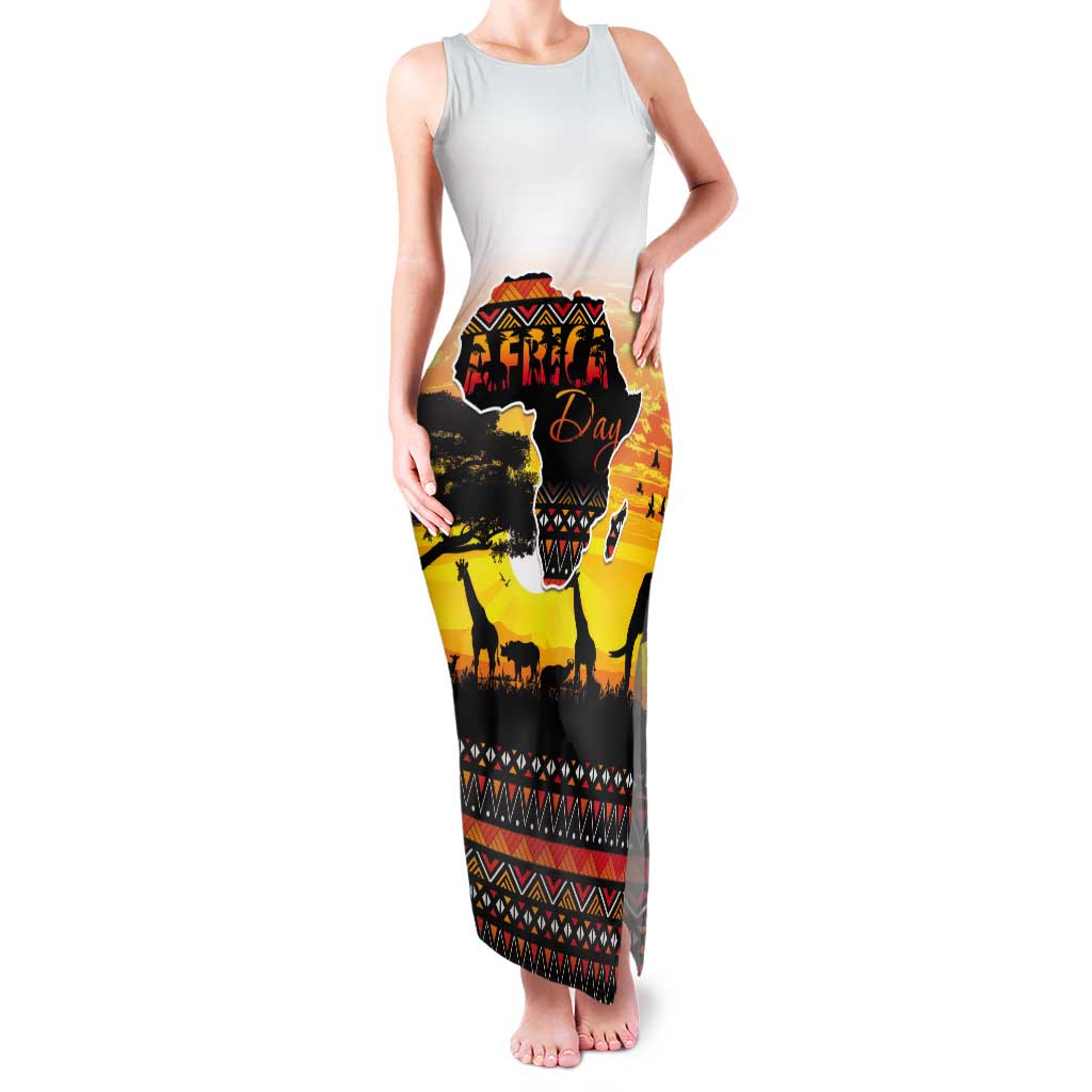 Happy Africa Day Tank Maxi Dress African Safari With Map