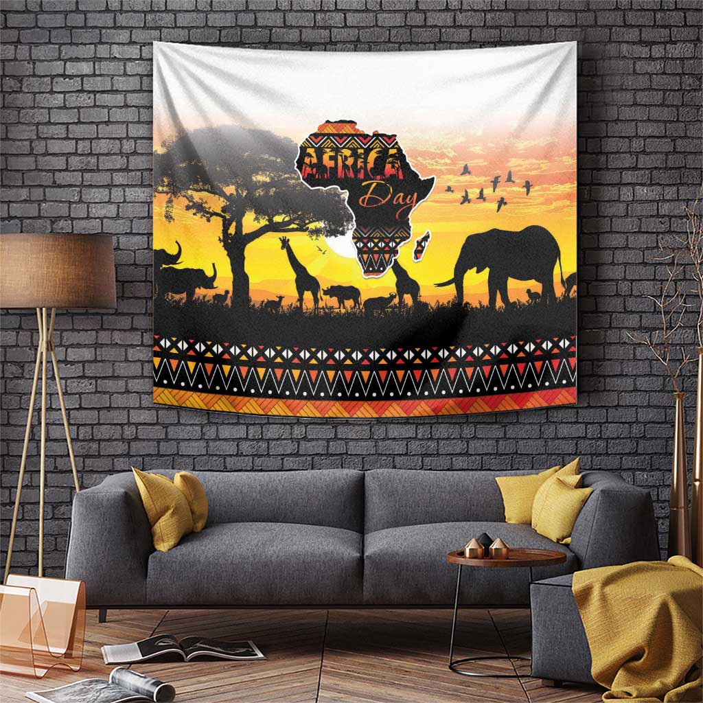 Happy Africa Day Tapestry African Safari With Map