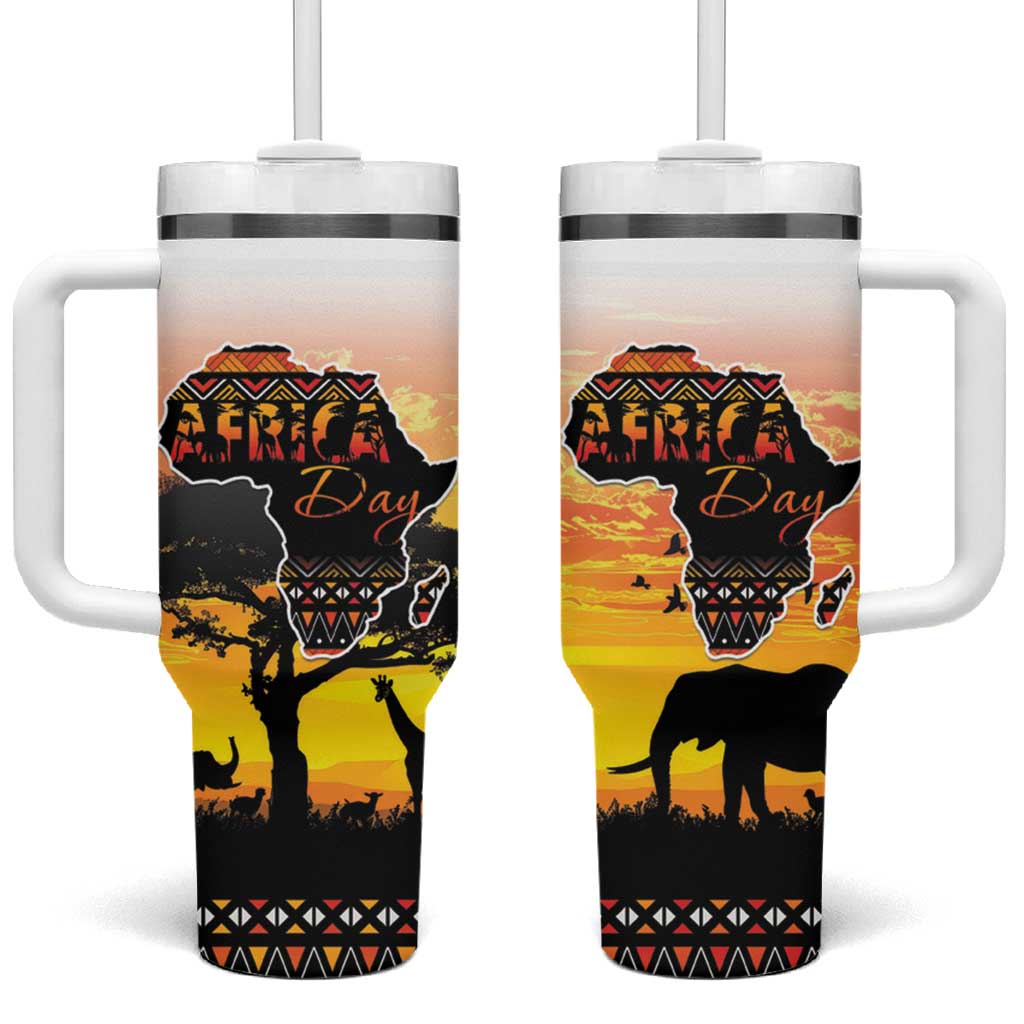 Happy Africa Day Tumbler With Handle African Safari With Map