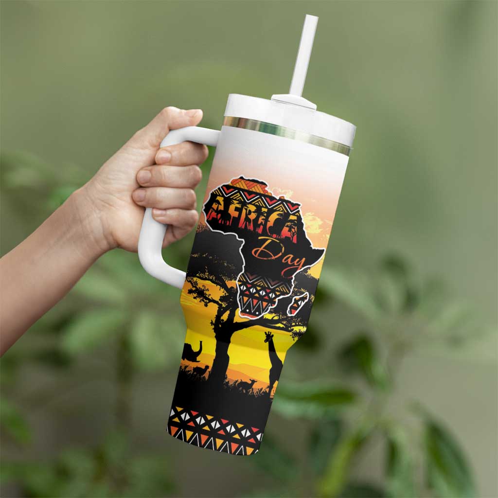 Happy Africa Day Tumbler With Handle African Safari With Map