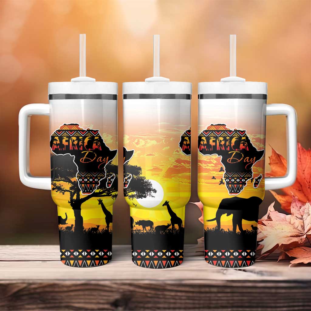 Happy Africa Day Tumbler With Handle African Safari With Map