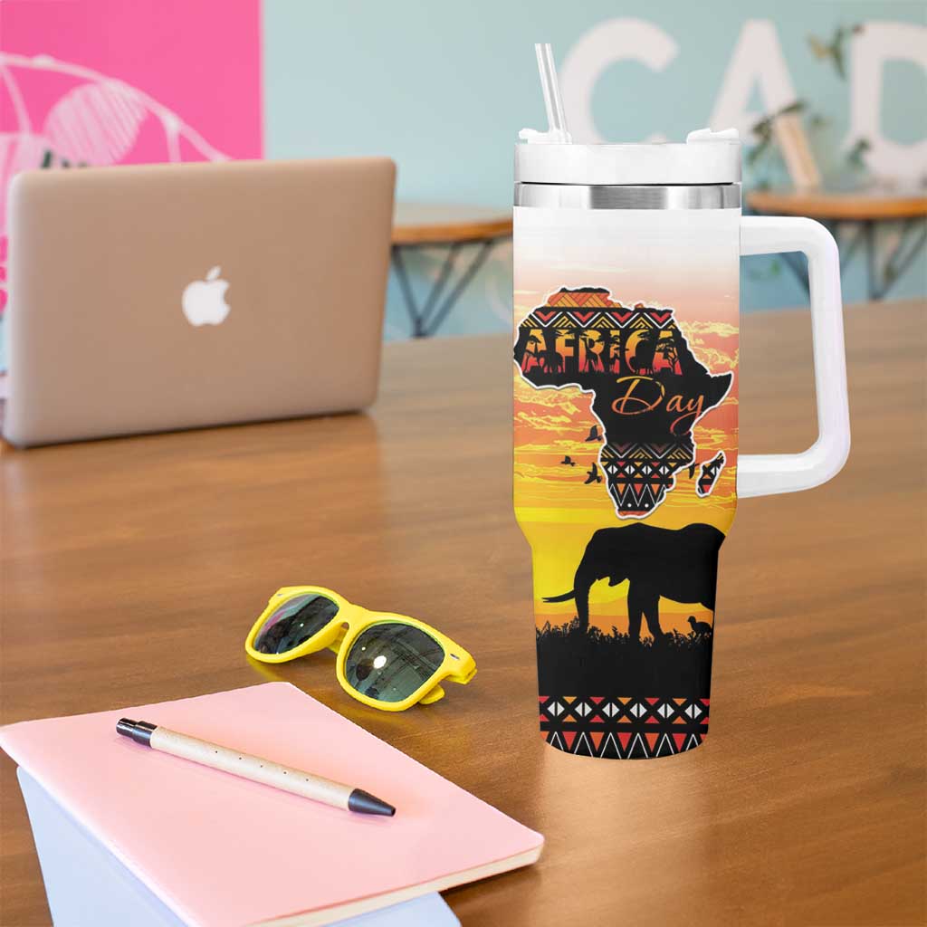 Happy Africa Day Tumbler With Handle African Safari With Map