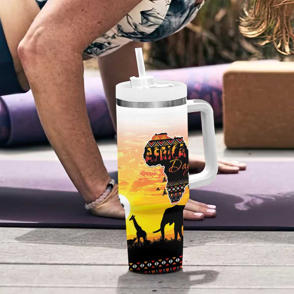 Happy Africa Day Tumbler With Handle African Safari With Map