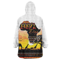 Happy Africa Day Wearable Blanket Hoodie African Safari With Map