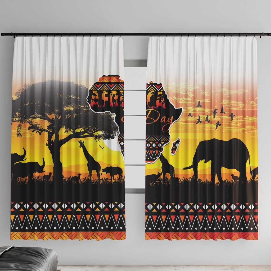 Happy Africa Day Window Curtain African Safari With Map