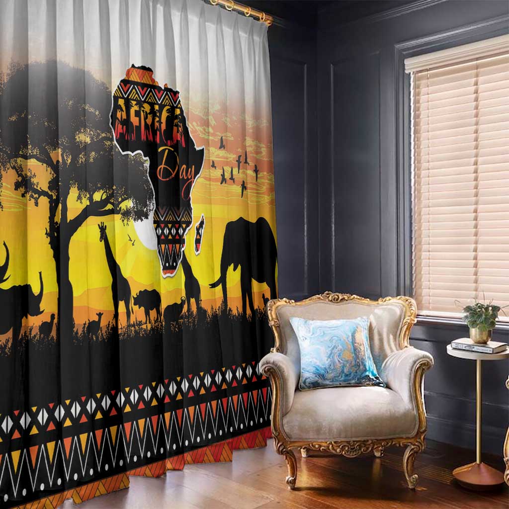 Happy Africa Day Window Curtain African Safari With Map