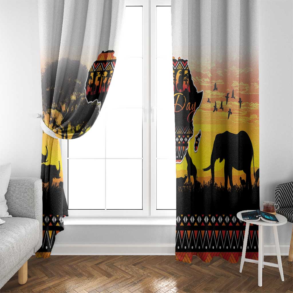 Happy Africa Day Window Curtain African Safari With Map