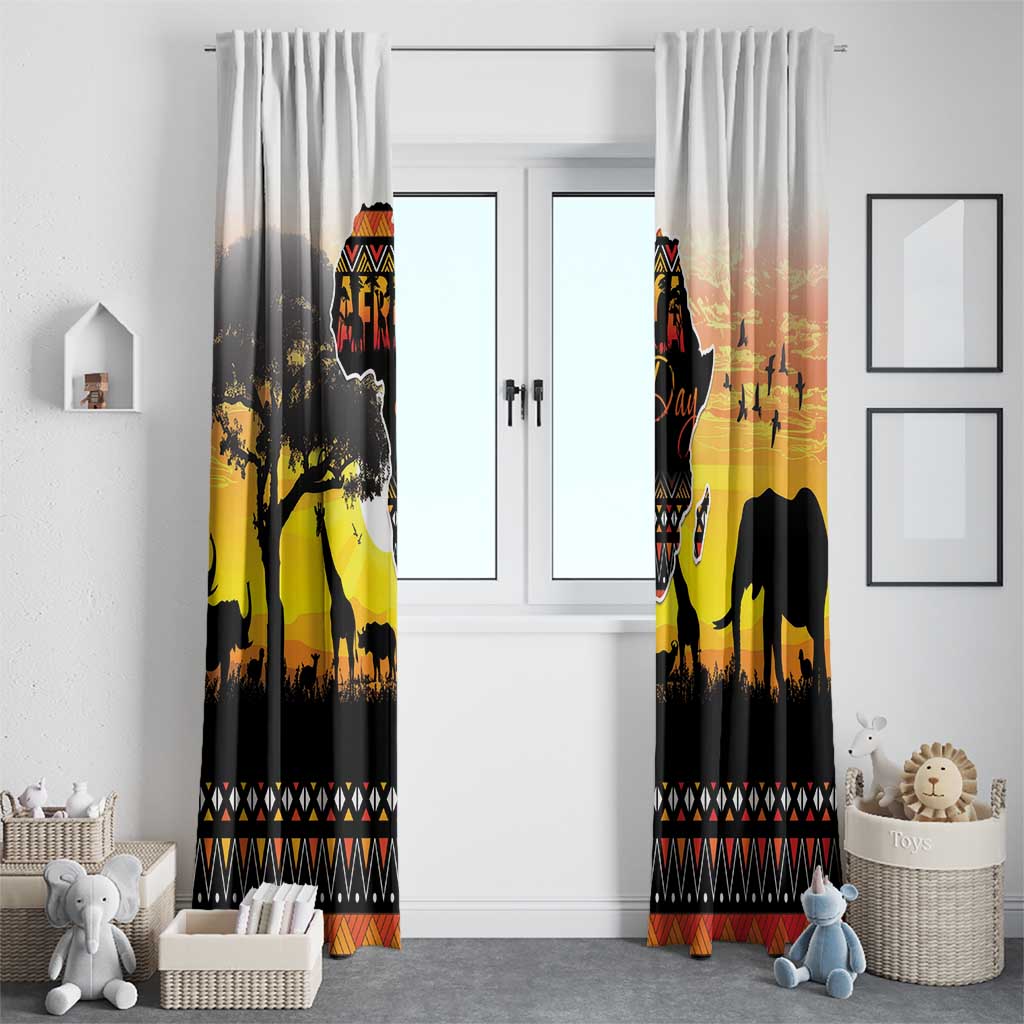 Happy Africa Day Window Curtain African Safari With Map