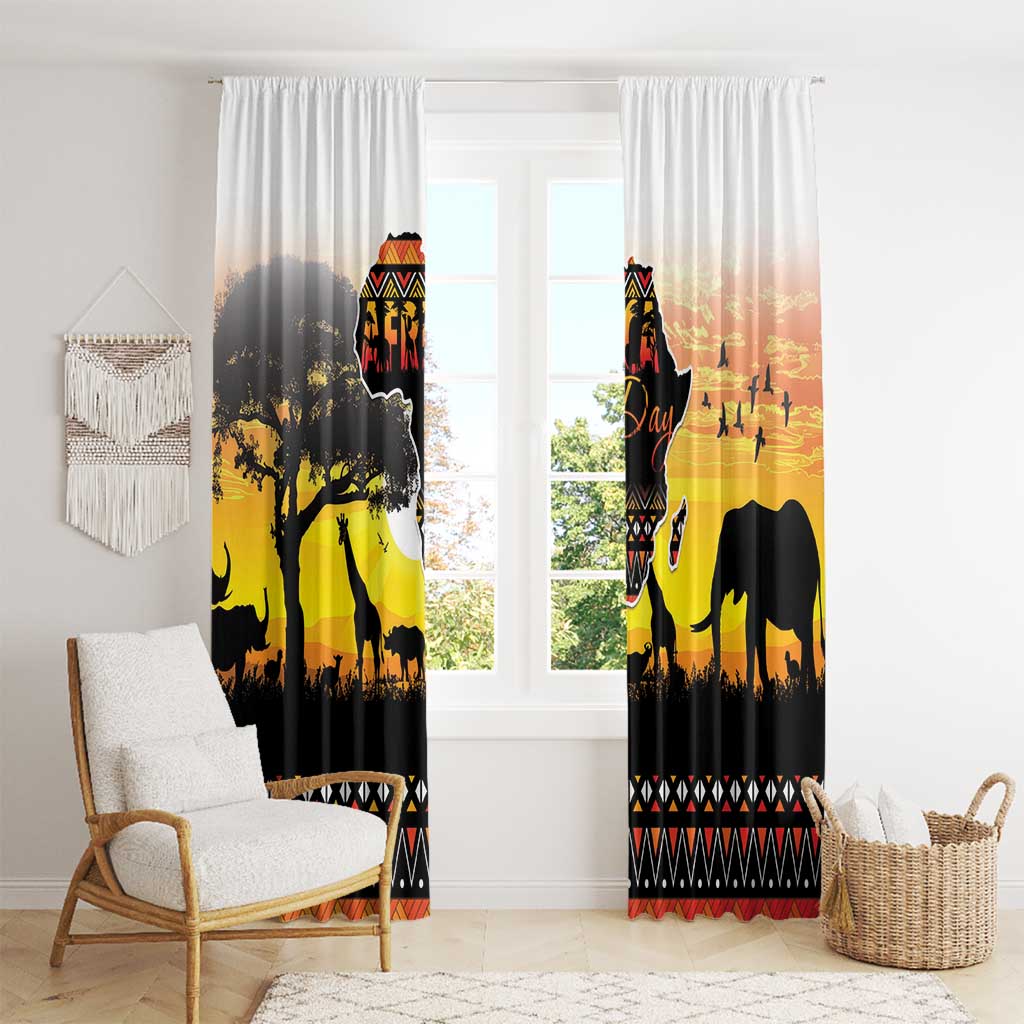 Happy Africa Day Window Curtain African Safari With Map