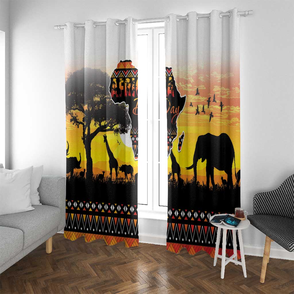 Happy Africa Day Window Curtain African Safari With Map