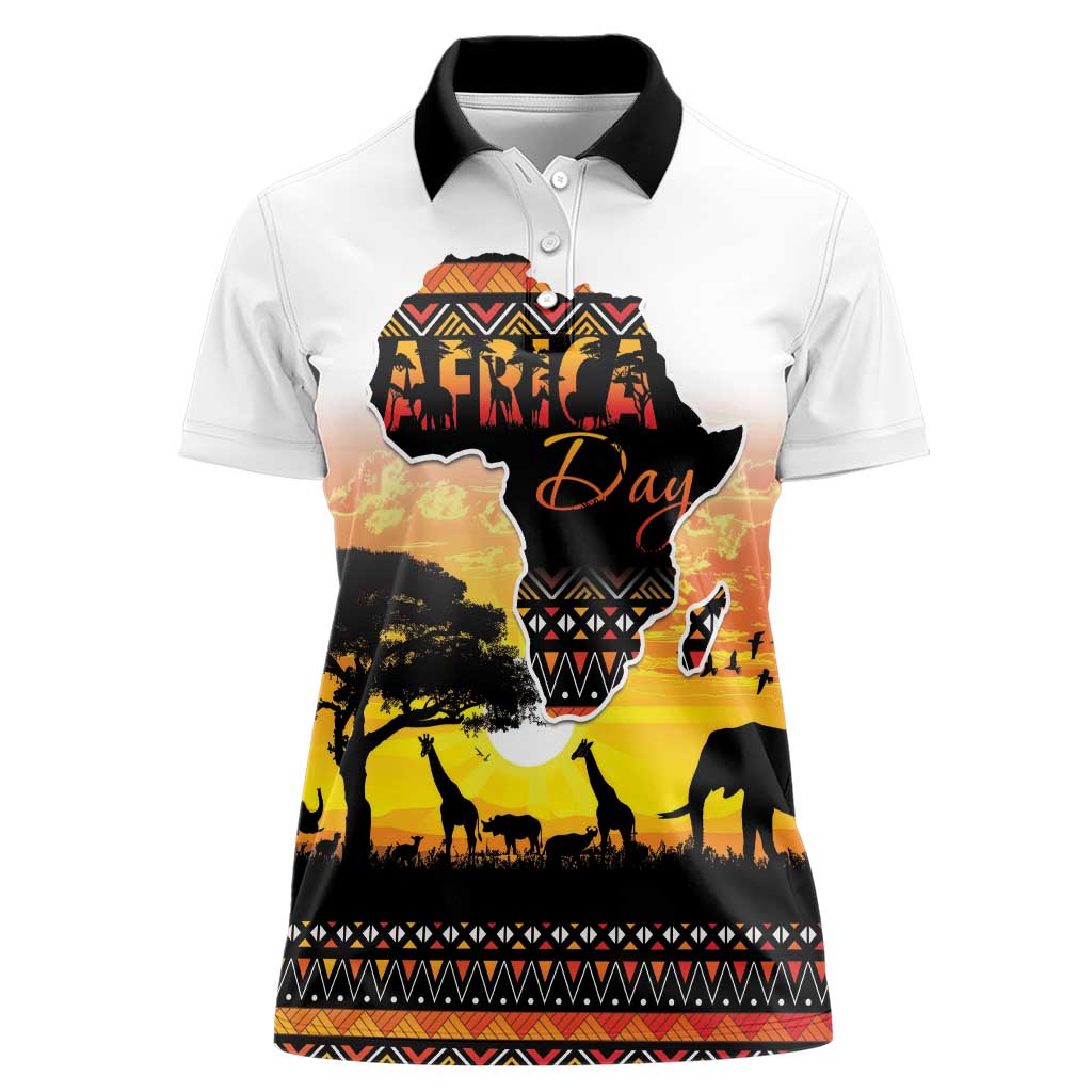 Happy Africa Day Women Polo Shirt African Safari With Map