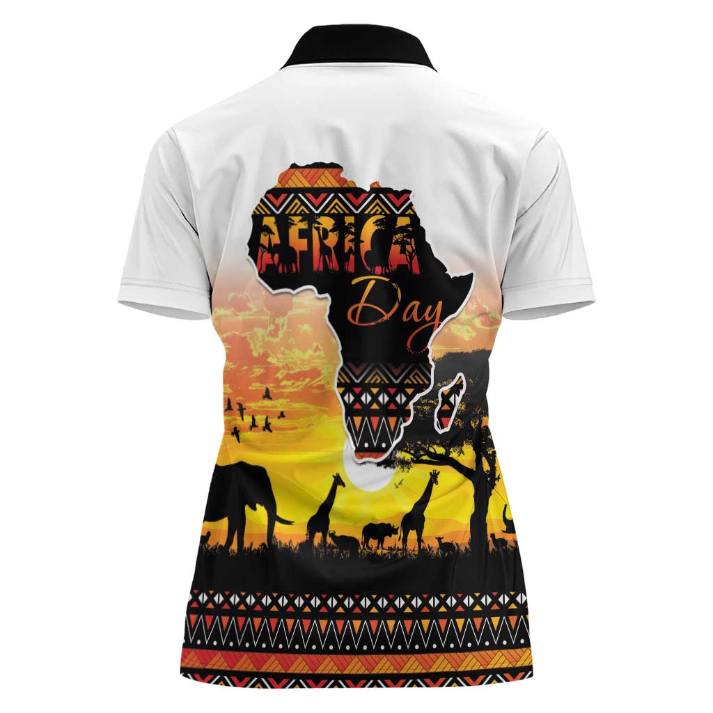 Happy Africa Day Women Polo Shirt African Safari With Map
