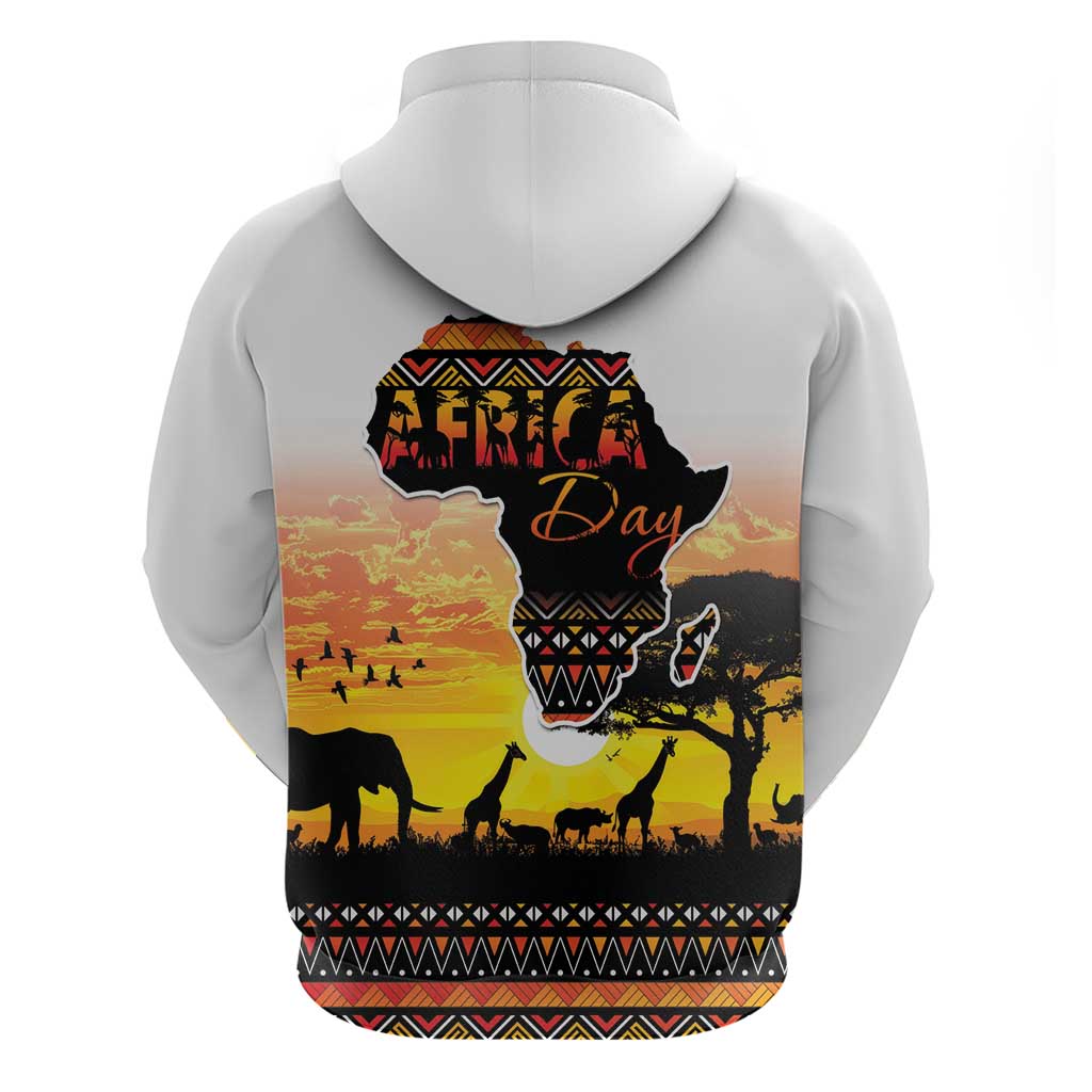 Happy Africa Day Zip Hoodie African Safari With Map