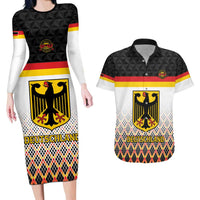 Custom Germany Hockey Couples Matching Long Sleeve Bodycon Dress and Hawaiian Shirt Go Trager der Adler