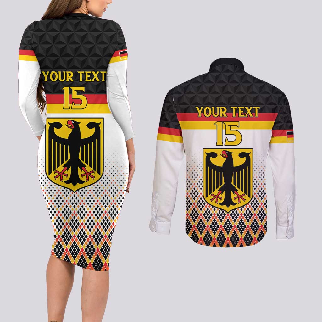 Custom Germany Hockey Couples Matching Long Sleeve Bodycon Dress and Long Sleeve Button Shirt Go Trager der Adler