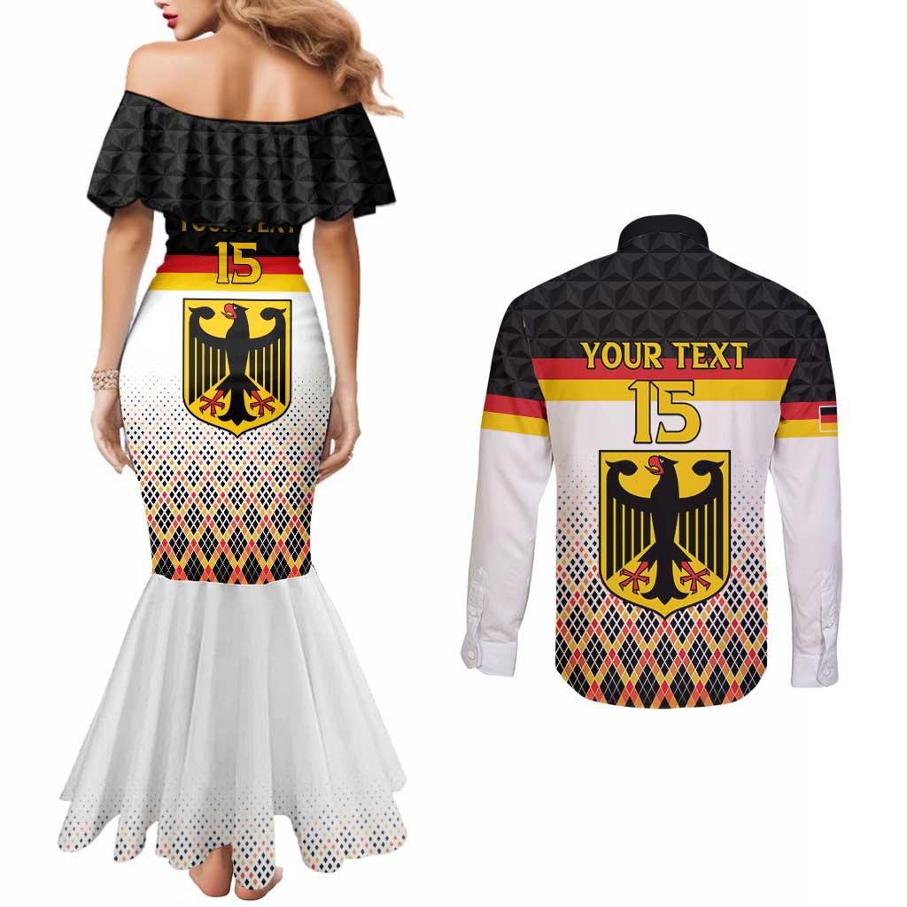 Custom Germany Hockey Couples Matching Mermaid Dress and Long Sleeve Button Shirt Go Trager der Adler