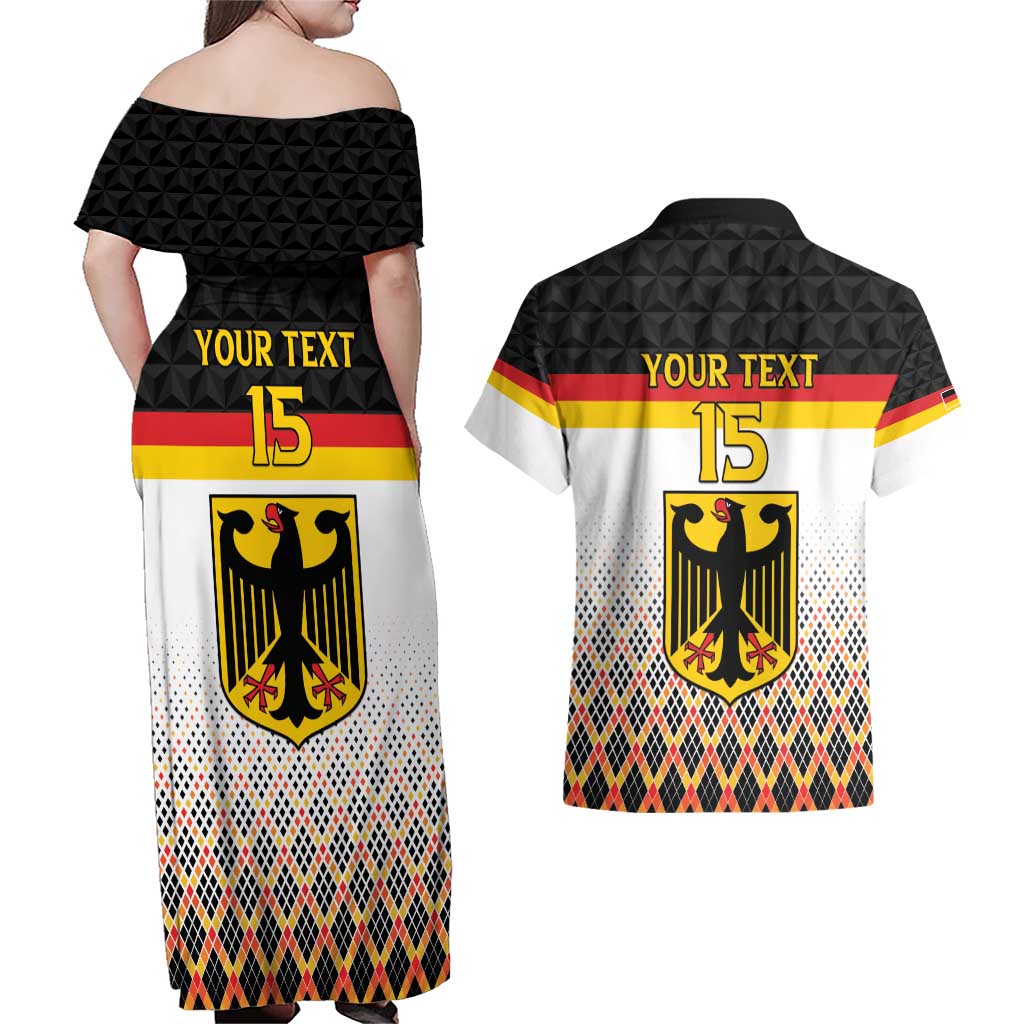 Custom Germany Hockey Couples Matching Off Shoulder Maxi Dress and Hawaiian Shirt Go Trager der Adler