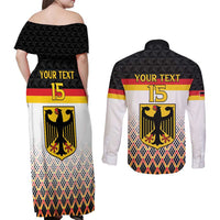 Custom Germany Hockey Couples Matching Off Shoulder Maxi Dress and Long Sleeve Button Shirt Go Trager der Adler